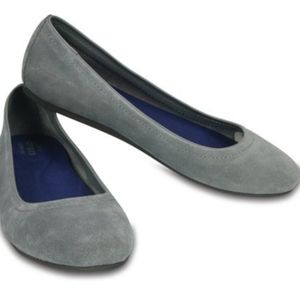 Grey Suede Crocs Flats 7 New